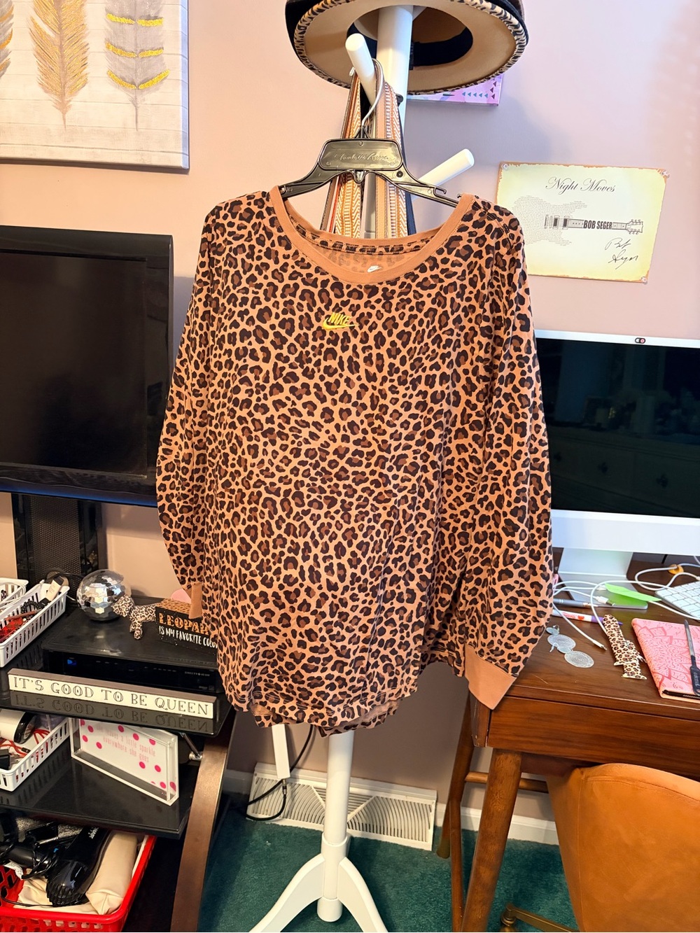 Nike Leopard-Print Tee in Brown & Black